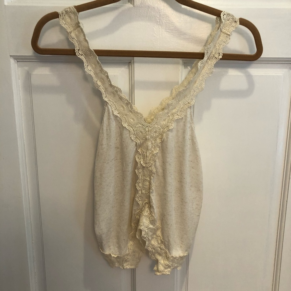 Urban outfitters cream lace cropped tank